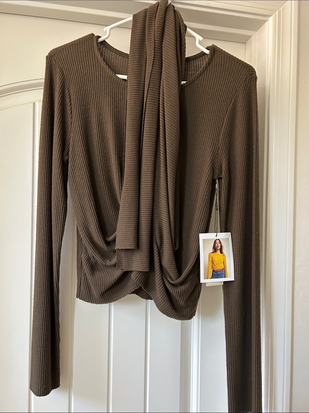 Nation LTD - Freya twisted wrap top in dark chocolate